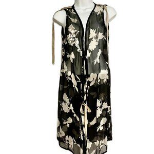 ANGELOS FRENTZOS Silk Sequin Embellished Sheer Tunic Leather Strap Size 42